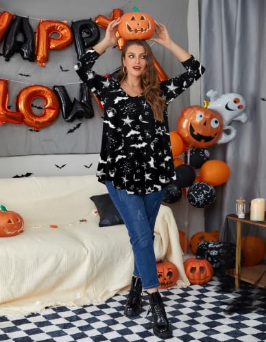 Image of LARACE Tunics 3 /4 Sleeve Plus Size Tops for Women V Neck Loose Fit Flowy Clothing for Leggings