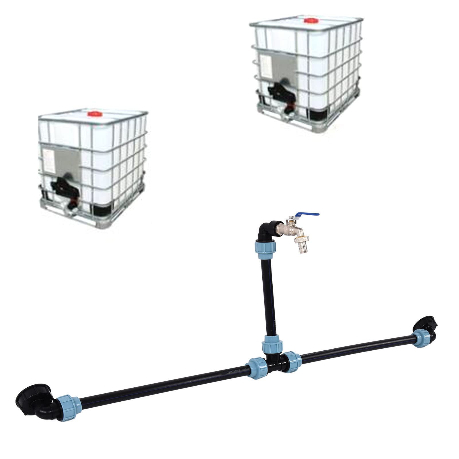 Kolankowy Adapter IBC, Złącze Kranu Wylotu Typu „gęsia Szyja”, średnica Wlotu 60 Mm, Używany do Przełączania Szeregowego Zbiornika IBC w Celu Zmiany Pozycji(Wzrost serii o dwie beczki)