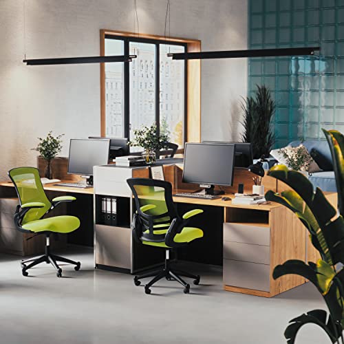 Image of Flash Furniture Kelista Office Chair, Ergonomic, Mid-Back, Green Mesh with Swivel
