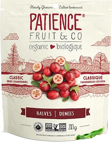 Patience Fruit & Co. Organic Classic Dried Cranberries, Gently Sweetened, 283 Grams