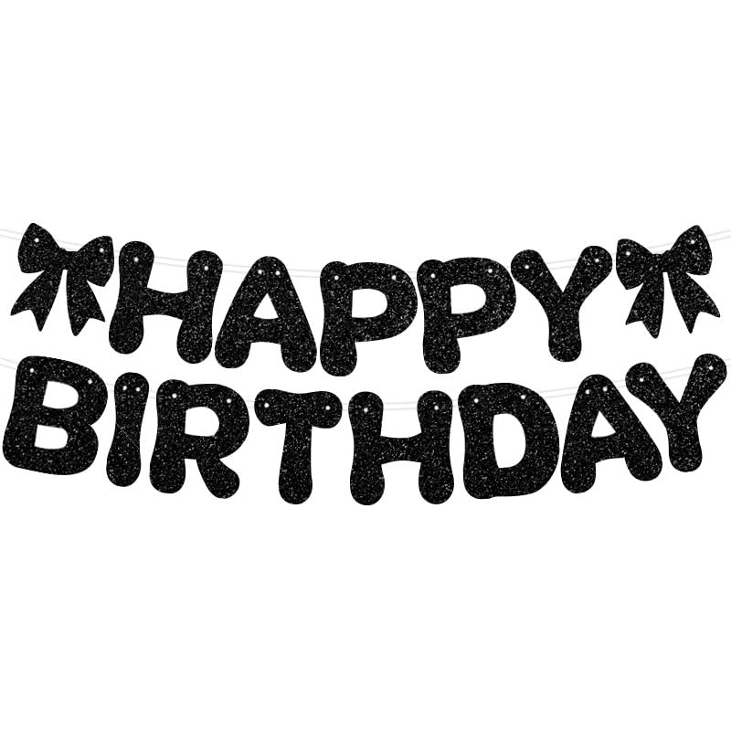 Image of ZHENGYE Black Bow Party Decorations Bow Happy Birthday Banner Bow Themed Party Women Girls Birthday Party Decoration Supplies