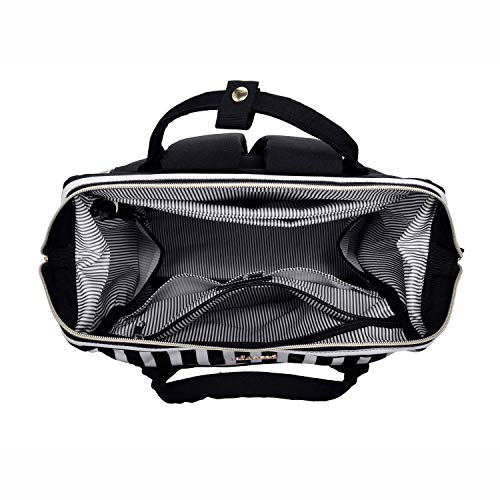 LOVEVOOK Laptop Backpack for Women Work Laptop Bag Stylish Teacher Backpack Business Computer Bags Large Capacity College Laptop Rucksack, Stripe Black 022