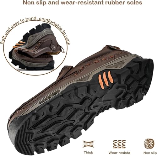 Enjerr Orthopedic Balance Shoes Men, Men Slip On Non Slip Work Loafers, Hands-Free Genuine Leather Slip on Casual Travel Work Shoe2