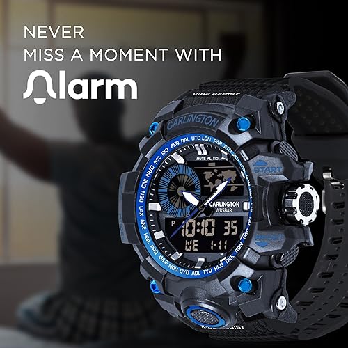 Image of Carlington Analog-Digital Sports Watch: Chronograph, Dual Time, Alarm, Stopwatch, Water-Resistant, Shock-Resistant, Back Light Display- The Perfect Watch for Men and Boys - CT3388