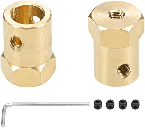 uxcell Acoplador hexagonal de 0.315 in, motor de orificio hexagonal, acoplamiento de eje de latón, conector flexible para ruedas de automóvil,