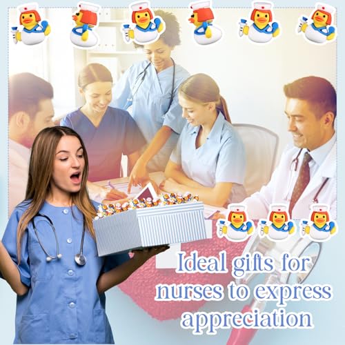 Image of Gejoy 50 Pcs Mini Nurse Rubber Ducks Nurse Appreciation Week Figurines Bulk Small Assorted Rubber Ducks for Birthday Gifts Party Exchanging Favors Holiday Decor