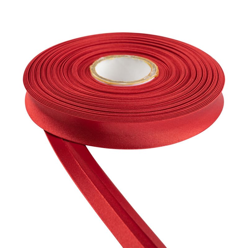 Satin Bias Binding Tape for Bunting Craft Art Piping Hemming Binding Seams Finishing Raw Edges DIY Garment and Trimming Sewing Quilting Apparel Decoration (Wine,25m)