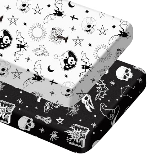 Image of Mindsoft 2 Pcs Gothic Crib Sheet Set Fitted 52 x 28 x 8 Inches