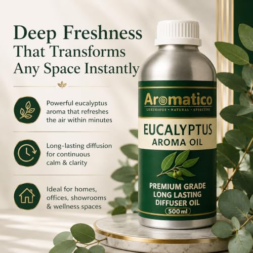 Image of AROMATICO Eucalyptus Diffuser Oil with Strong, Long-Lasting Aroma for Homes, Offices & Showrooms. Aromatherapy, Diffusers, Air Purifiers, Vaporizers - 500ML