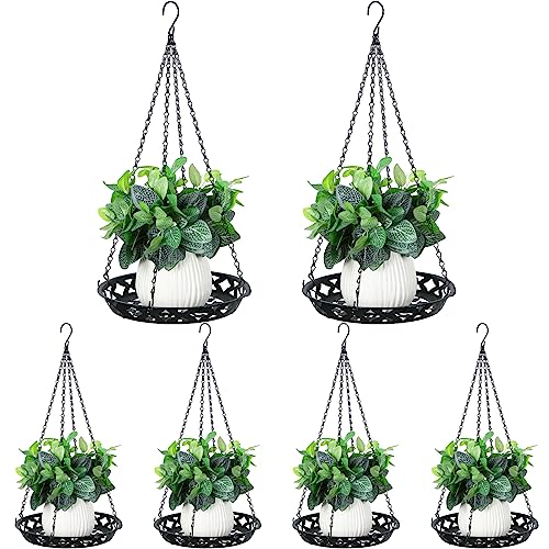 Enhon 6 Pack Metal Hanging Planter, 12 Inch Indoor Outdoor