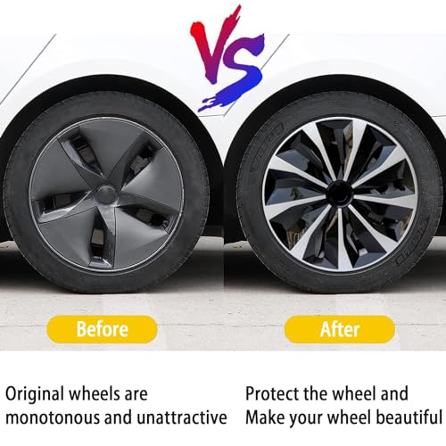 Image of ABX Hubcap Wheel Covers Hub Caps 13 Inch Set of 4 Black & Silver Universal Wheel Rim Cover R13 Stylish Car Decor Wheel Covers for Toyota Camry Nissan Mazda (black-01, 13 inch)