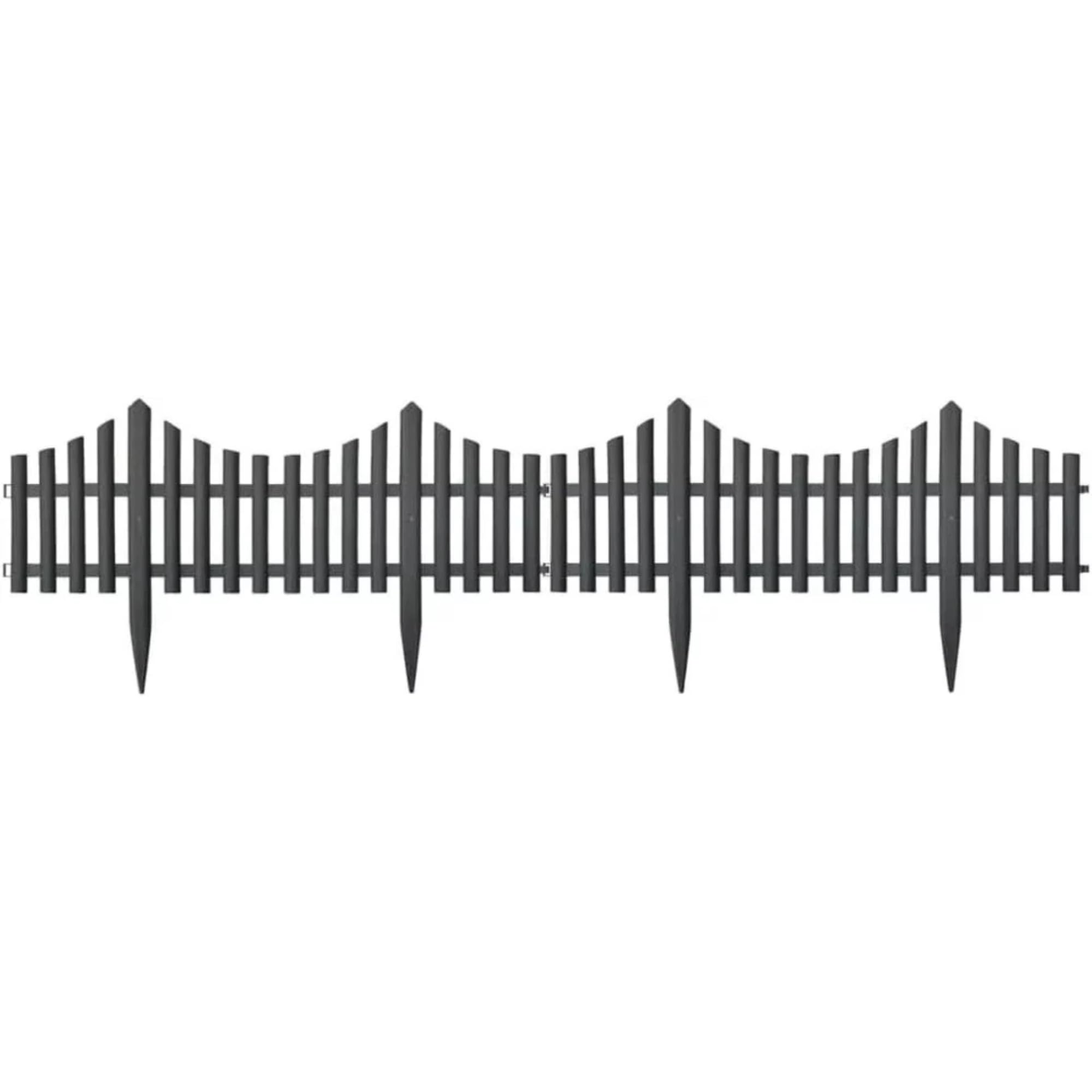 Pack of 10 Plastic Garden Lawn Edging Fence – Decorative Wooden Effect Picket Border – Weatherproof Landscape Edge Panels for Flower Beds & Pathways (Black (19.6F/6M))