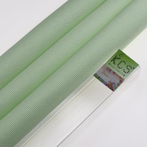 Image of KCS 3 pc of 15 inch x 18 inch(38cmx45cm) Counted Cross Stitch Cotton Aida Cloth Needlework Rolled Fabric Box,18CT,Light Green