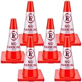 Henoyso 6 Pack 18 Inch No Parking Reflective Cone, Traffic Safety PVC Cones for Park Lot, Orange Construction Cone with No Parking Reflective Collars 360-degree for Driveway Road Outdoor