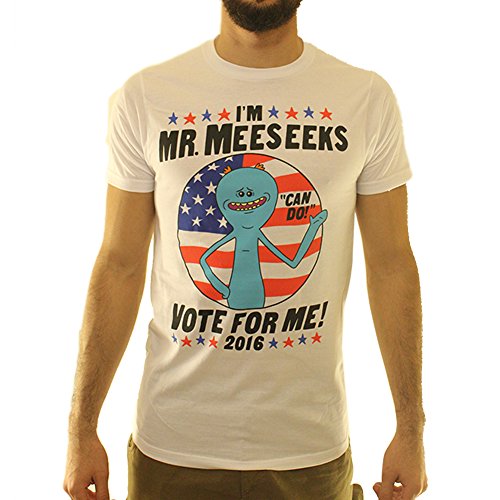 Ripple Junction Rick and Morty Mr Meeseeks Vote for Me Adult T-Shirt XL White