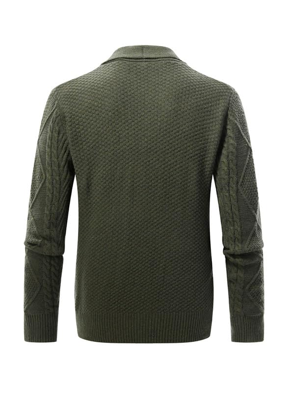 Mens Casual Shawl Collar Cardigan Sweater Slim Fit Cable Knit Button Up Sweaters with Pockets2