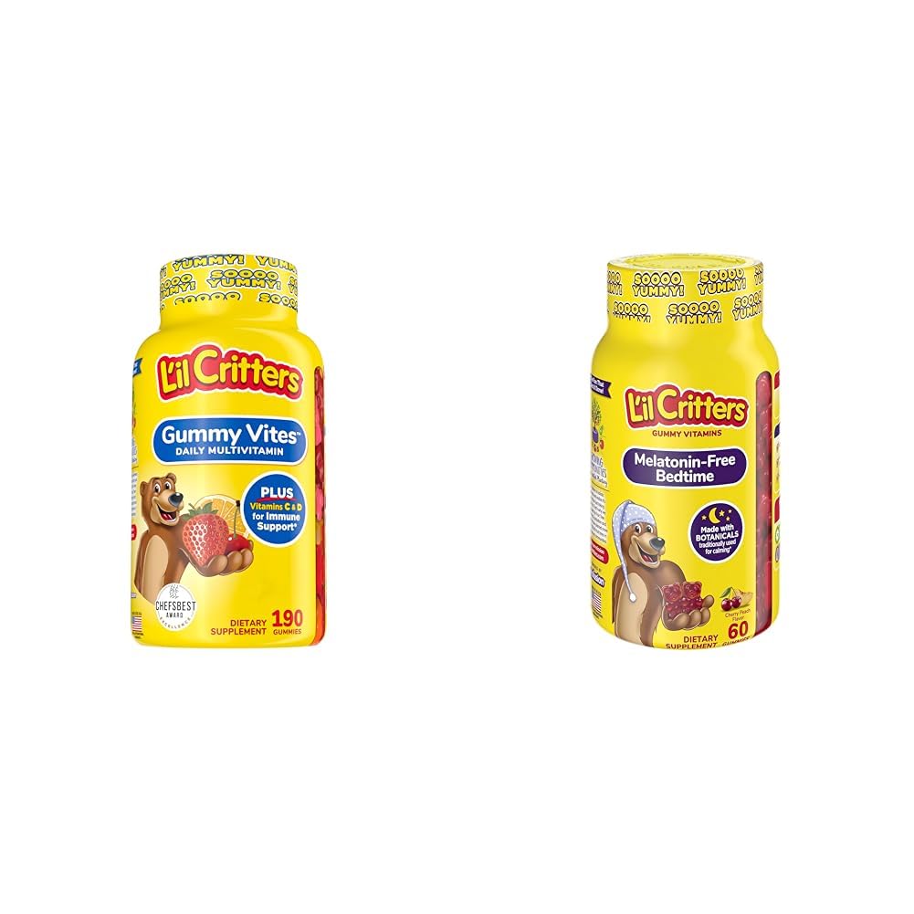 L'il Critters Kids Gummy Multivitamin, 190 Gummies and Melatonin-Free Bedtime Gummies, 60 Gummies
