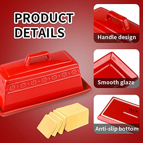 image for KOOV Porcelain Butter Dish with Lid for Countertop, Butter Dishes wi