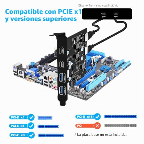 Tarjeta de expansión USB 3.0 PCIE de 6 puertos para Windows y Mac 4