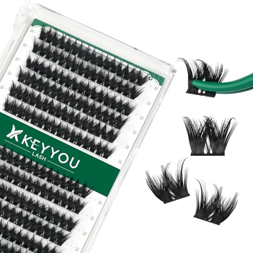 Image of Lash Clusters 96pcs Individual Lashes D Curl 10mm Cluster Lashes KEYYOU Volume Wispy Lash Extension Soft&Comfortable Easy DIY at Home(Y10,D-10mm)