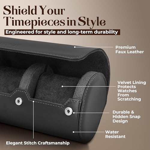 Image of Luxury Father's Gift, Travel Watch Case 3 Slots, Bonus Pouch Included, Portable Organizer, PU Leather Watch Roll, Home Storage, Angled Easy-Removal Cushions, Scratch-Resistant Padded Velvet Lining