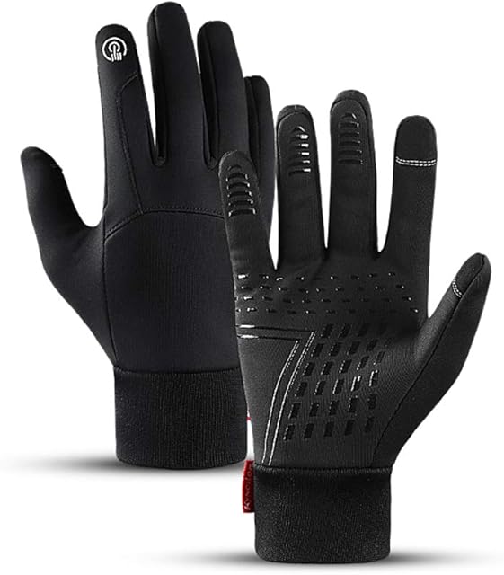 Winter Thin Thermal Gloves, Lightweight Anti-Slip Touch Screen Gloves, Running Hiking Climbing Cycling Gloves for Men Women Ladies, Liner Gloves for Driving Riding Skiing Work