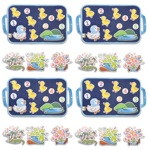 CHEFAN Felt-Board for Toddler, Flannel Board Stories for Preschool Activities, 4 Sets Felt Storytelling Board, Five Little Monkeys, Five Speckled Frogs, Felt Pieces(4PACKS)