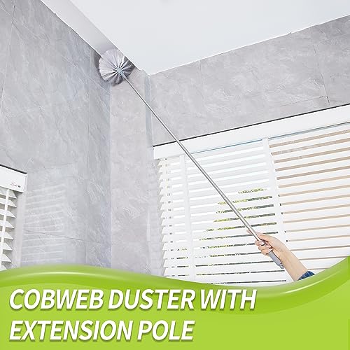 image for IVYROLL Cobweb Duster with Extension Pole, Spider Web Brush & Ceiling 