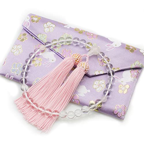 数珠 女性用 本水晶 藤雲石 正絹房 略式数珠 念数珠 念誦 じゅず 葬式 法事 法要 じゅず 約7ミリ