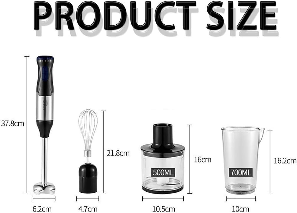 1000W Electric Hand Blender with 5 Speed Settings, Stainless Steel Blade, 700ml Beaker - Perfect for Soups, Sauces, and Smoothies