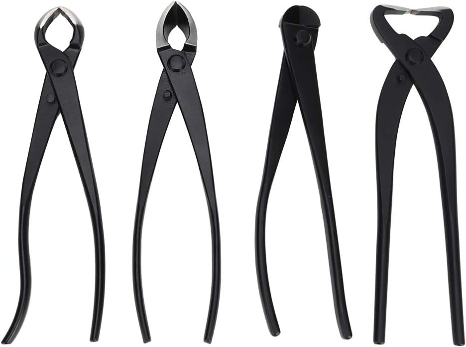 Bonsai Garden Plant Scissors Trimming Tool Set with Storage Bag for Tree Care Stainless Steel 4pcs Kit for Bonsai Enthusiasts