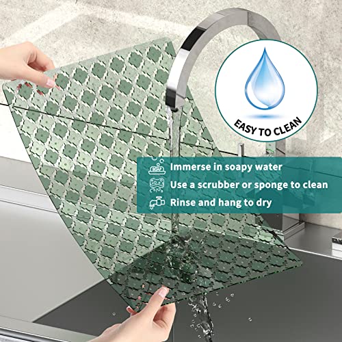 Qulable 2Pack Sink Mats For Bottom Of Kitchen Sink - Pvc Sink Protectors For Stainless Steel Sinks, Adjustable Sink Protector Drain Mat, Checkered Pattern Design, 11.8X15.7 (Dark Green) #TOP2
