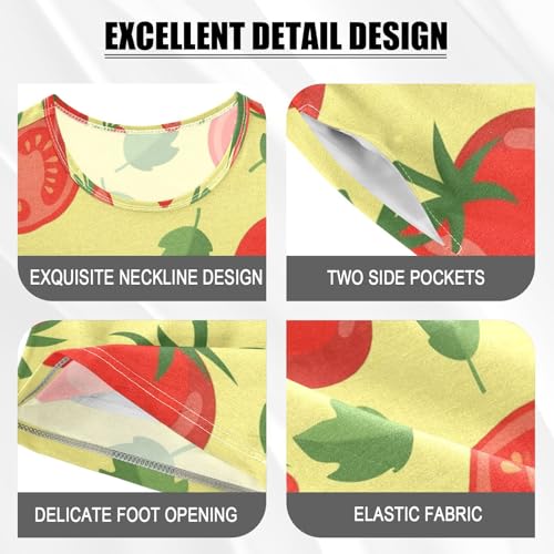 Pajama Short Sets Tomato Slice Leaf Pattern Soft Cotton Summer Sleepwear 2 Piece PJS Size 5-14T3