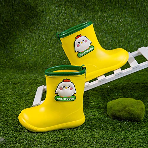 EnJoCho Toddler Rain Boots for Kids,Unisex Kids Shoes for Boys Girls Cartoon Rubber Waterproof Rain Shoes Rain Boots (Yellow-01, 4-5 Years)2