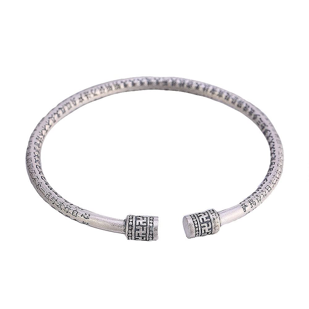 Bracciale in argento sterling, bracciale in argento 925, bracciale in argento 925 da donna Bracciale rigido regolabile vintage Bracciali cinesi Gioielli in argento sterling