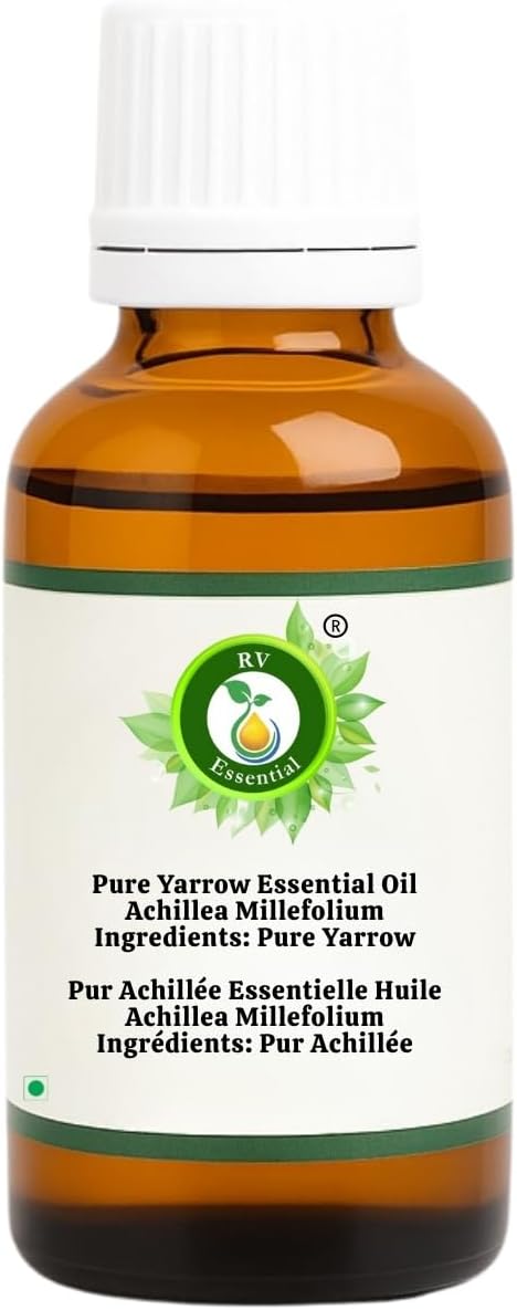 R V Essential Pure Yarrow Essential Oil 15ml (0.507oz)- Achillea Millefolium (100% Pure and Natural Therapeutic Grade)