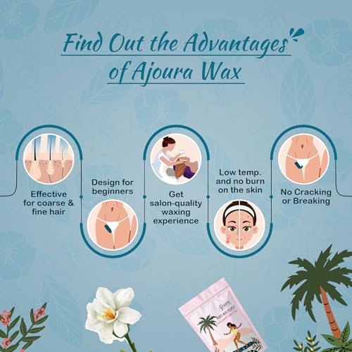 Image of Ajoura Hard Wax Beads, Jasmine Formula for Coarse Hair Removal on Sensitive Skin, Ideal for Face, Brazilian, Bikini, and Underarms, 1lb Refill for Home Wax Kit