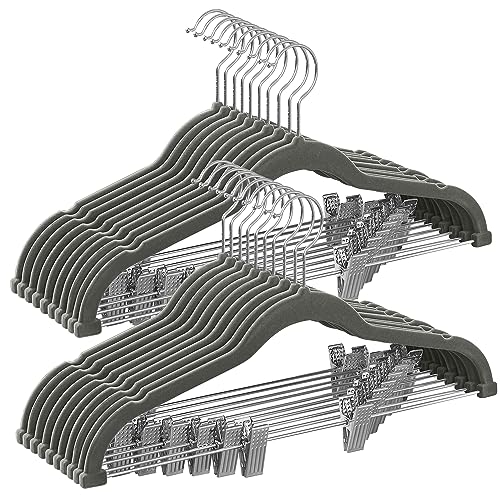 SONGMICS 20-Pack Velvet Hangers with Adjustable Clips