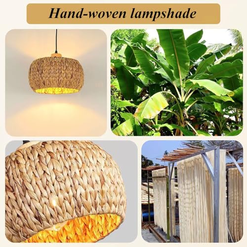 Lámpara colgante trenzada de madera con altura ajustable 6