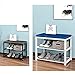 Scarpiera In Metallo Con Sedile Panca Armadio Scaffale Ingresso Salvaspazio, Piccolo 2 Piani Portascarpe Nera Bianca Mensole Da Scarpe Con Cuscino 60cm 80cm 100CM blue-100CM