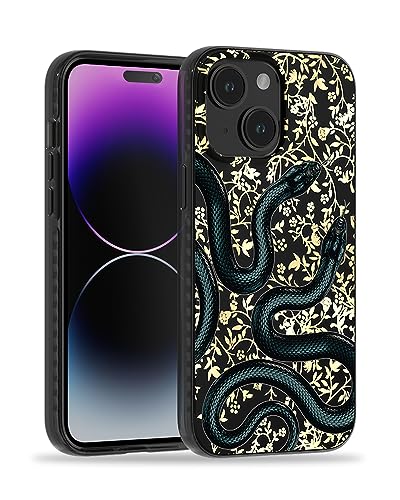 Coque iPhone 15 jolie coque magnétique motif serpent noir