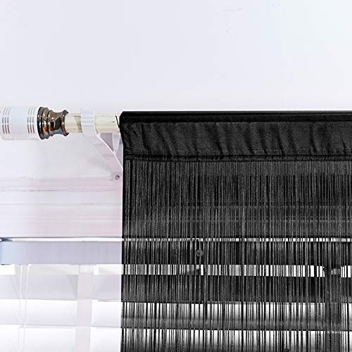HSYLYM, tenda con frange in perline, da usare come divisore o come decorazione per la casa, Poliestere, Nero, 90x245cm