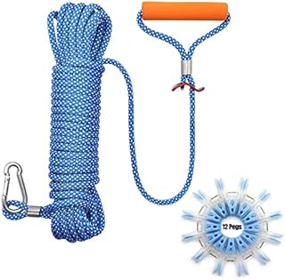 Lonpur Travel Clothes Line Washing Line Rope 6MM with 12 pcs Anti-Slip Pegs Portable for Outdoor Camping Garden Laundry(10M)