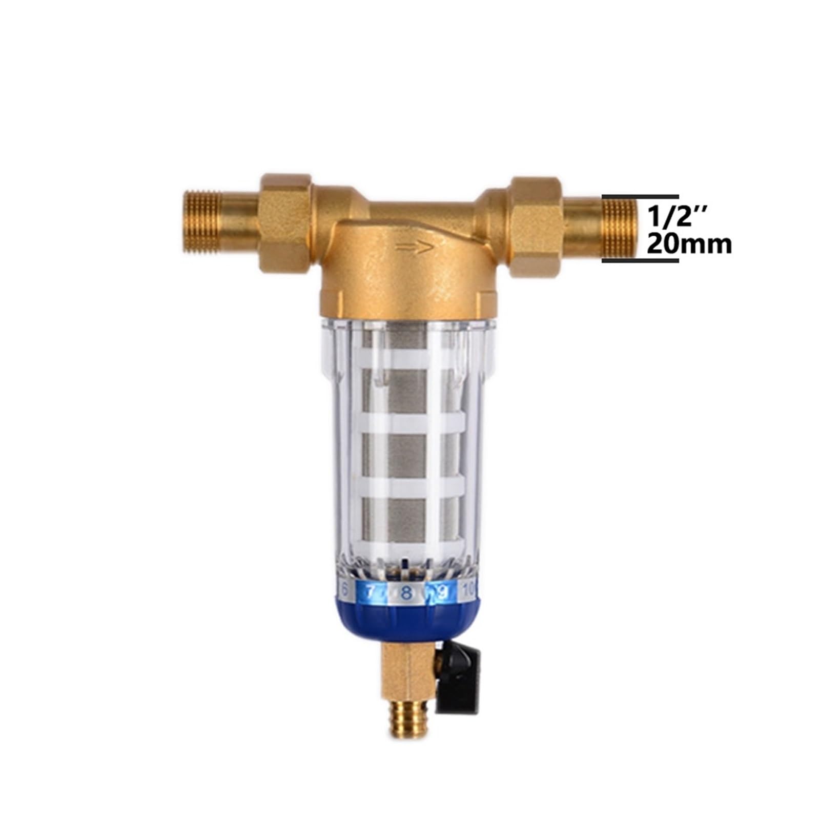 Sistema de filtrado de agua, Purificador de prefiltro, filtro de agua de sedimentos giratorio for toda la casa, malla de acero inoxidable de retrolavado del de prefiltro central(DN15)