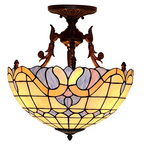 Lustres en vitrail 16" HJLJKG Plafonnier LED style méditerranéen pour votre intérieur