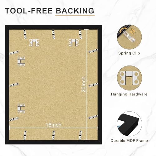 Image of Picrit 16x20 Picture Frame Set of 7, Black Poster Frames for Wall