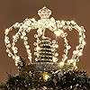  PEIDUO-Christmas-Jeweled-Crown-Tree-Topper-Light-up-Tree-Topper-with-60-Warm-White-Lights-Large-Christmas-Topper-Unique-with-Multifunction-Controller-Metal-Xmas-Topper-Decorations-for-Tree-Plug-in