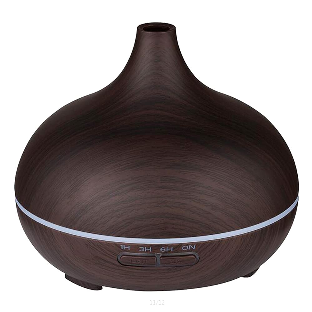 Wood Grain Aroma Diffuser 300ml Dark Brown, U-MATE, Essential Oils, Ultrasonic Cool Mist Humidifier, 7 Colors Light and 4 Timing Set Up, Auto Shut-Off Function, for Office Home Study Yoga Spa