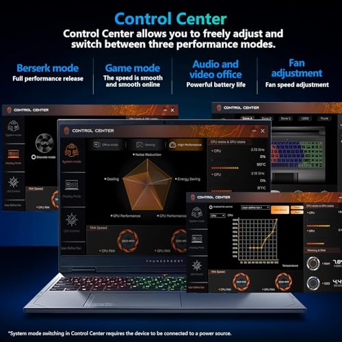 Image of Thunderobot Radiant 16 Gaming Laptop, 16 inch QHD+ 300Hz 2.5K Display, Core i9-14900HX, GeForce RTX 5070 Ti, 32GB DDR5 RAM, 1TB SSD, RGB Backlit Keyboard, Wi-Fi 6, Win 11 Home