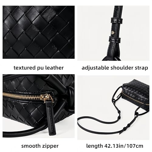 Woven Leather Shoulder Purse Women Weaving Crossbody Bag Square Handbag with Detachable Strap4